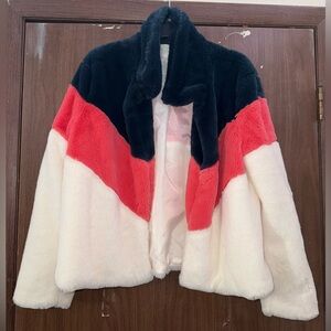 Stylish Tricolor Teddy Jacket Size Large